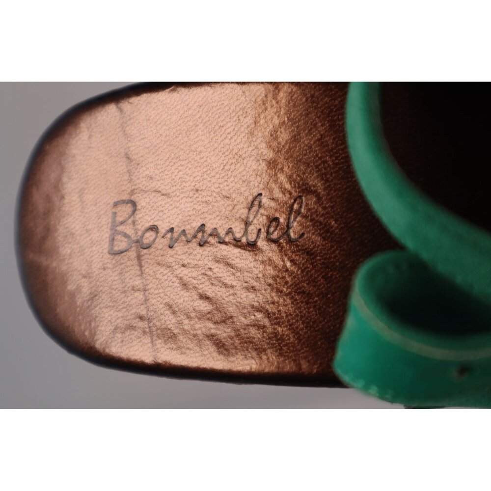 Bomlel Green Suede Wedge Sandals with Studded Accents‎ & Wooden Heel Size 8 - Picture 8 of 10